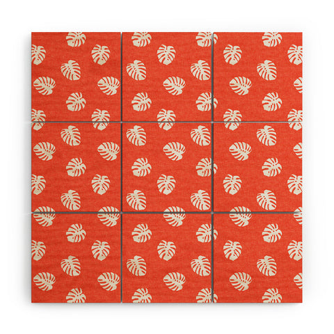 Little Arrow Design Co Woven Monstera on Orange Wood Wall Mural