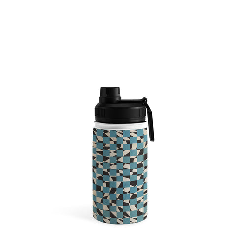 Little Dean Abstract checked blue and black Water Bottle