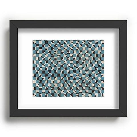Little Dean Abstract checked blue and black Recessed Framing Rectangle