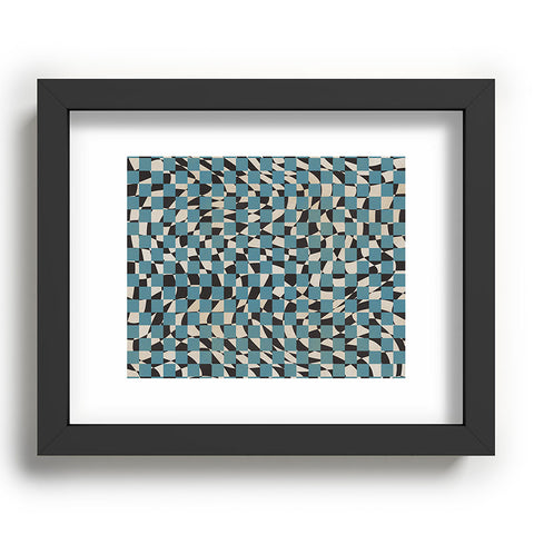 Little Dean Abstract checked blue and black Recessed Framing Rectangle