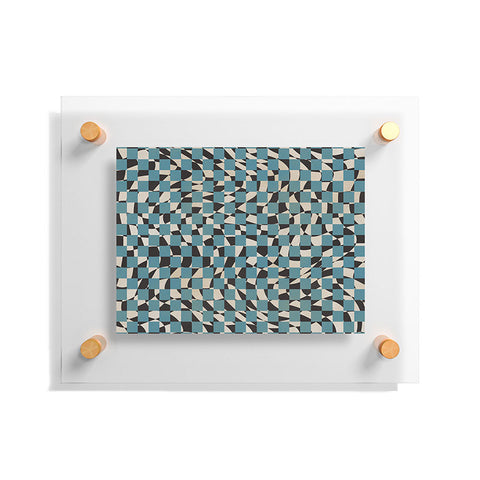 Little Dean Abstract checked blue and black Floating Acrylic Print