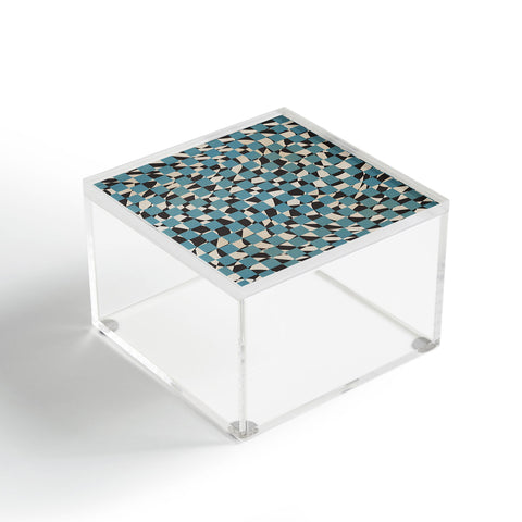 Little Dean Abstract checked blue and black Acrylic Box