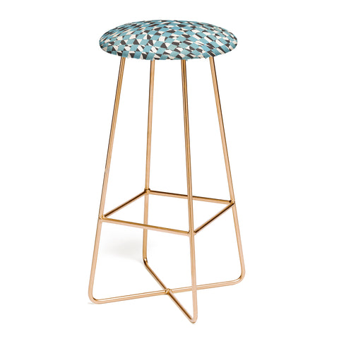 Little Dean Abstract checked blue and black Bar Stool