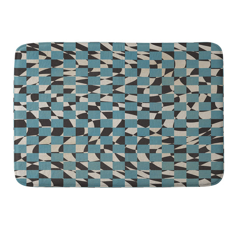 Little Dean Abstract checked blue and black Memory Foam Bath Mat