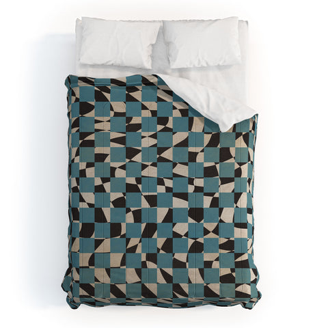 Little Dean Abstract checked blue and black Comforter