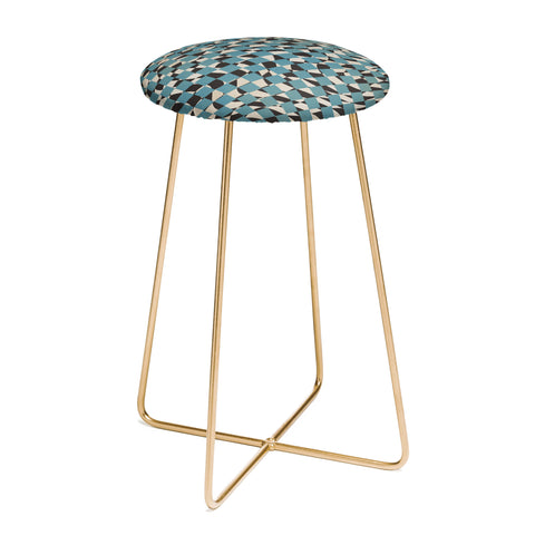Little Dean Abstract checked blue and black Counter Stool