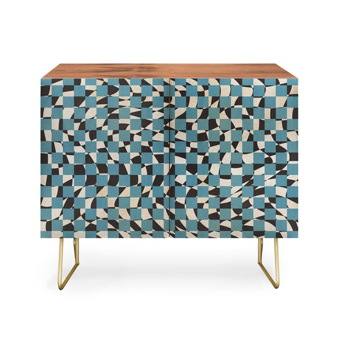 Little Dean Abstract checked blue and black Credenza