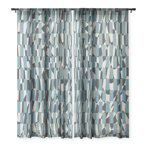 Little Dean Abstract checked blue and black Sheer Non Repeat