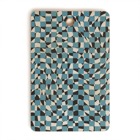 Little Dean Abstract checked blue and black Cutting Board Rectangle