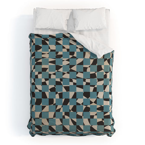 Little Dean Abstract checked blue and black Duvet Cover