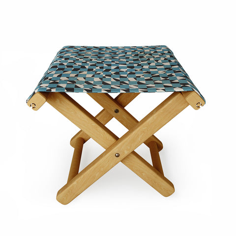 Little Dean Abstract checked blue and black Folding Stool