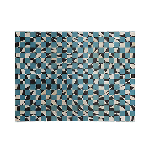 Little Dean Abstract checked blue and black Poster