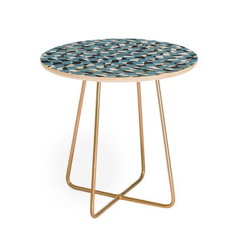 Little Dean Abstract checked blue and black Round Side Table