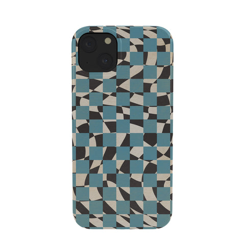 Little Dean Abstract checked blue and black Phone Case