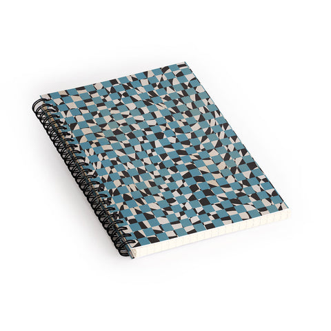 Little Dean Abstract checked blue and black Spiral Notebook