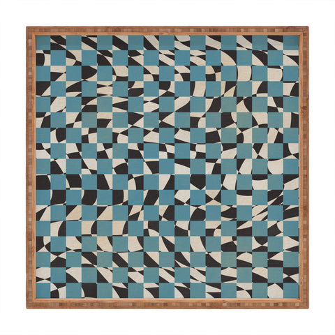 Little Dean Abstract checked blue and black Square Tray