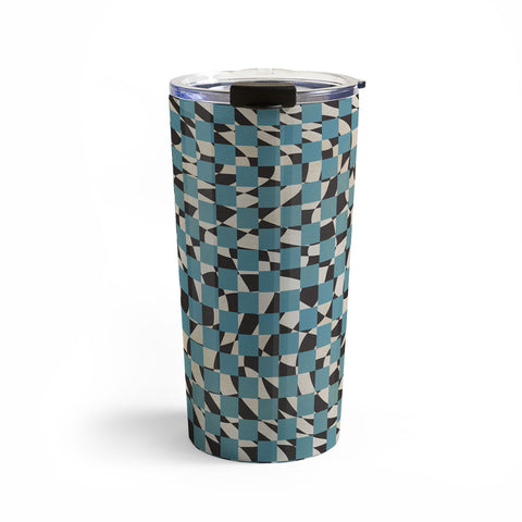 Little Dean Abstract checked blue and black Travel Mug