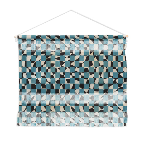 Little Dean Abstract checked blue and black Wall Hanging Landscape