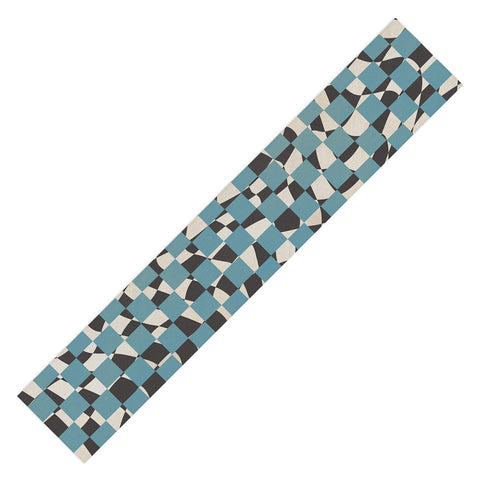Little Dean Abstract checked blue and black Table Runner
