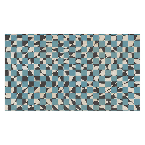Little Dean Abstract checked blue and black Tablecloth