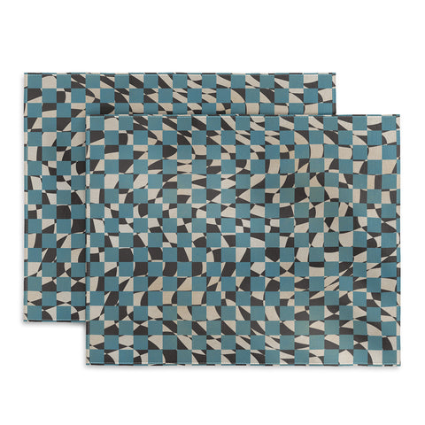 Little Dean Abstract checked blue and black Placemat