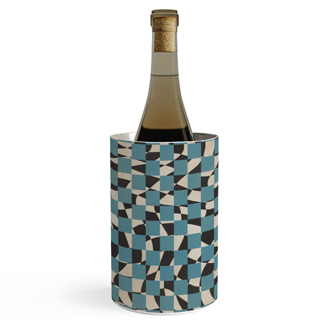 Little Dean Abstract checked blue and black Wine Chiller
