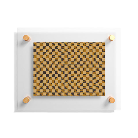 Little Dean Abstract checked in golden och Floating Acrylic Print