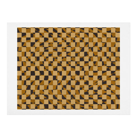 Little Dean Abstract checked in golden och Art Print