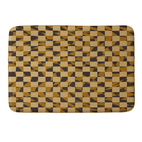 Little Dean Abstract checked in golden och Memory Foam Bath Mat