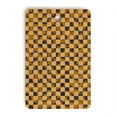 Little Dean Abstract checked in golden och Cutting Board Rectangle