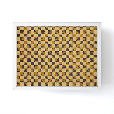 Little Dean Abstract checked in golden och Framed Mini Art Print