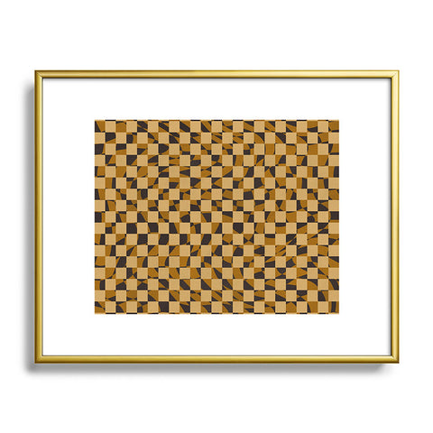 Little Dean Abstract checked in golden och Metal Framed Art Print