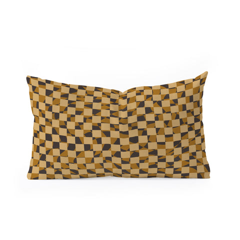 Little Dean Abstract checked in golden och Oblong Throw Pillow