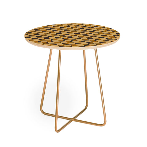 Little Dean Abstract checked in golden och Round Side Table