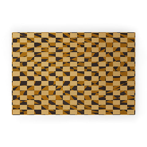 Little Dean Abstract checked in golden och Welcome Mat