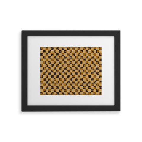 Little Dean Abstract checked in golden och Framed Art Print