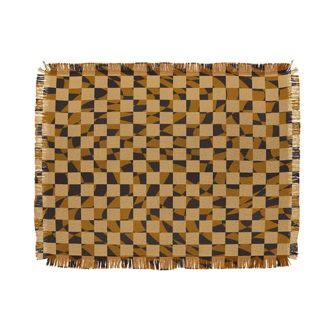 Little Dean Abstract checked in golden och Throw Blanket