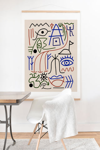 Little Dean Abstract line art 001 Art Print And Hanger