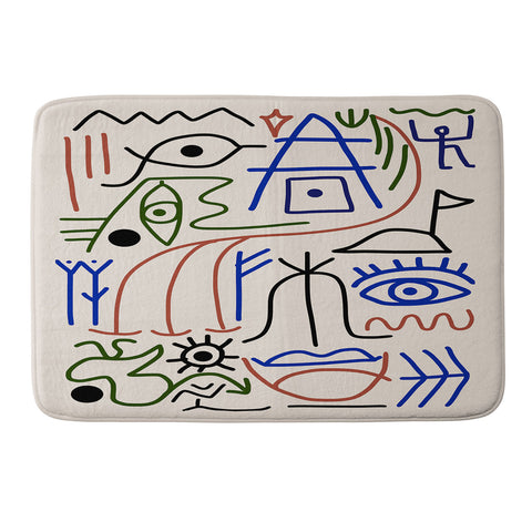 Little Dean Abstract line art 001 Memory Foam Bath Mat