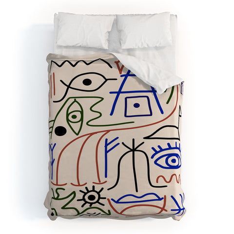 Little Dean Abstract line art 001 Duvet Cover