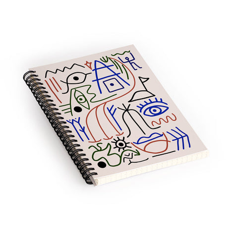 Little Dean Abstract line art 001 Spiral Notebook