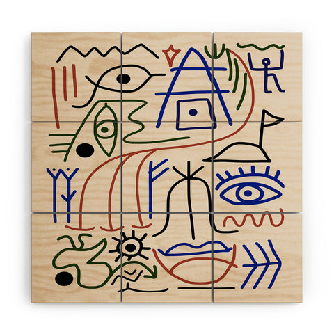Little Dean Abstract line art 001 Wood Wall Mural