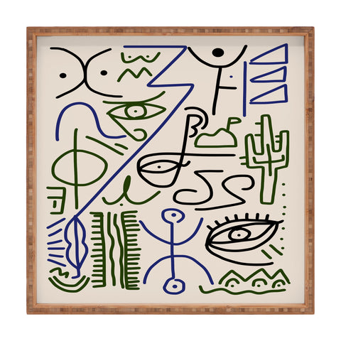 Little Dean Abstract line art 002 Square Tray