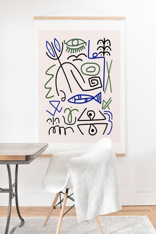 Little Dean Abstract line art 003 Art Print And Hanger