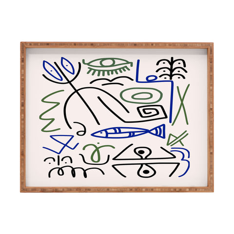 Little Dean Abstract line art 003 Rectangular Tray