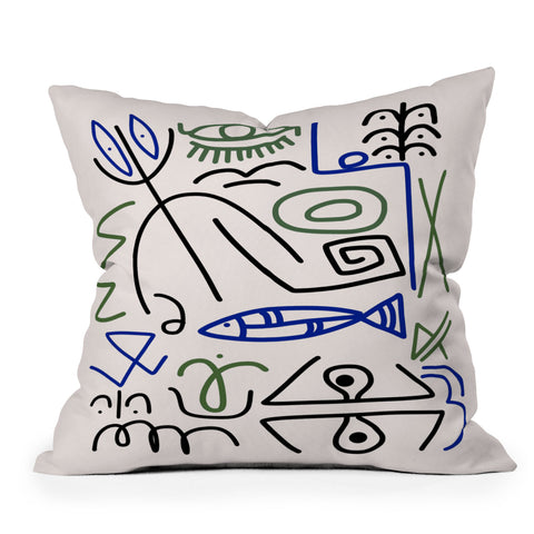 Little Dean Abstract line art 003 Throw Pillow
