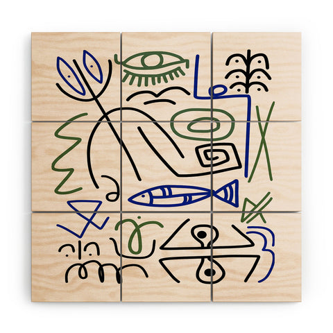Little Dean Abstract line art 003 Wood Wall Mural