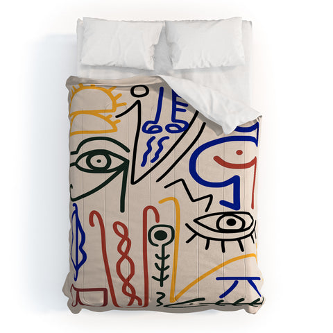 Little Dean Abstract line art symbol Comforter