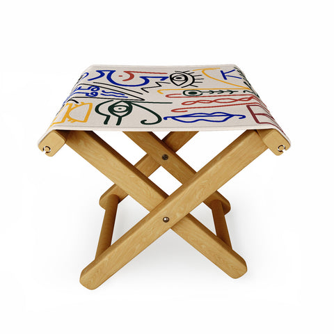 Little Dean Abstract line art symbol Folding Stool