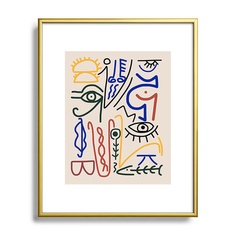 Little Dean Abstract line art symbol Metal Framed Art Print